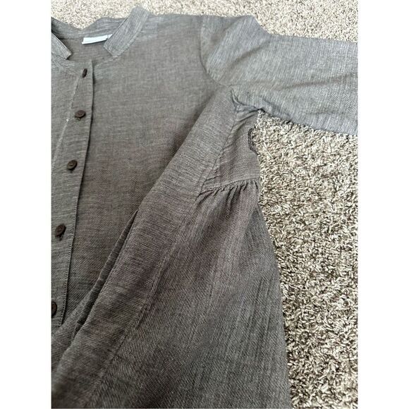 soft surroundings women’s L button down tunic embroidered top flowy gray cotton - Picture 13 of 16